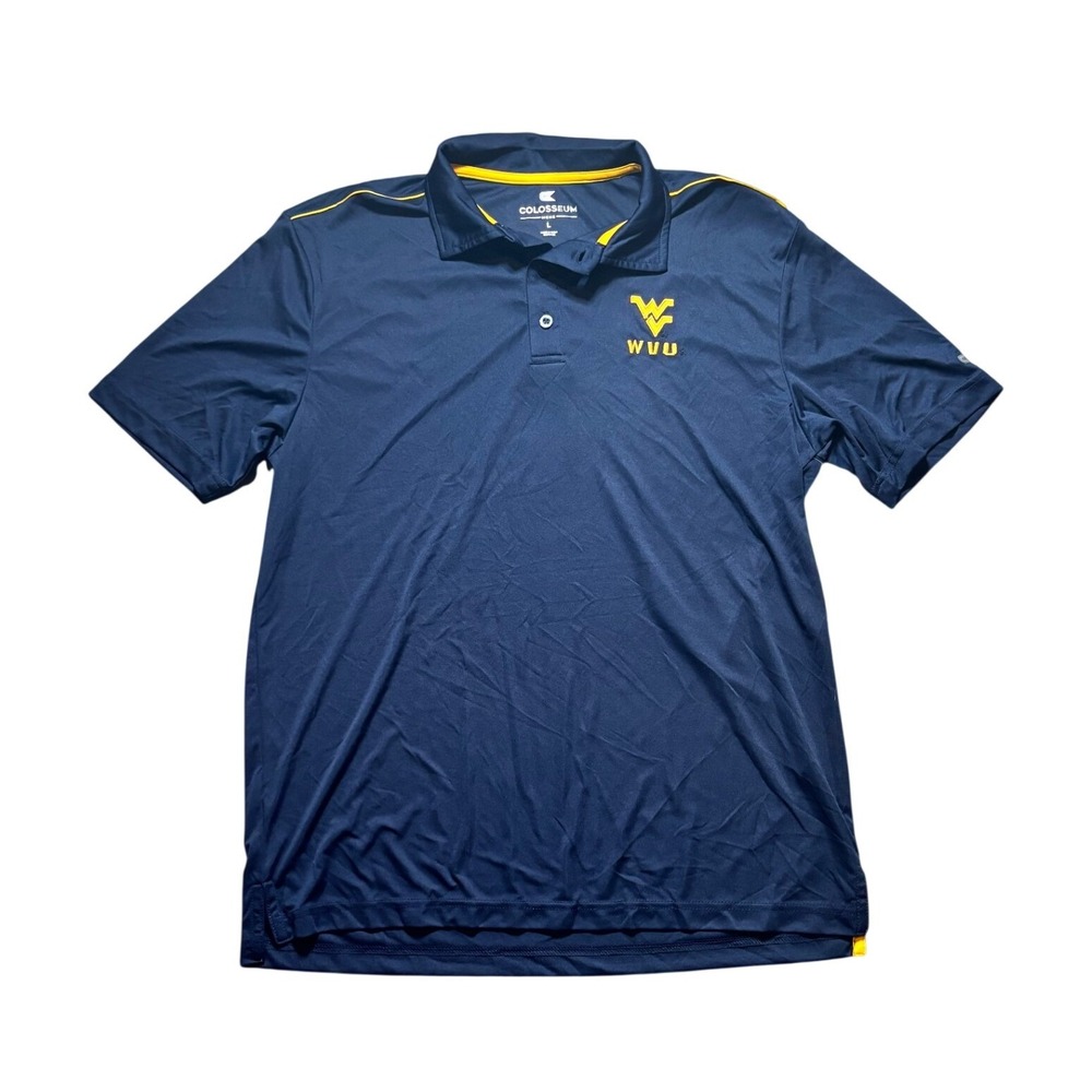 Colosseum West Virginia Mountaineers WVU Polo Shirt Mens Large Navy DKPS10140